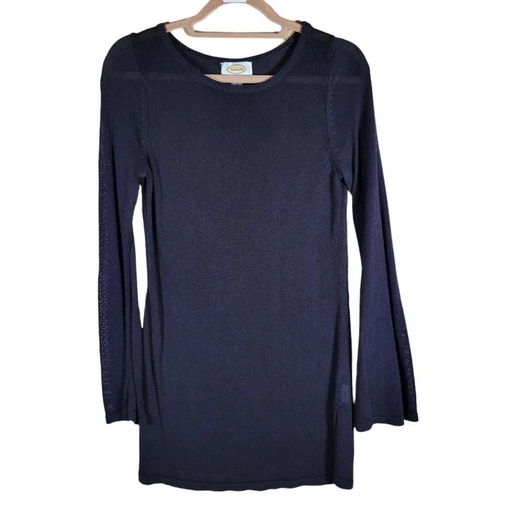 Talbots Black Bell Sleeve Long Tunic Lightweight Sweater Women Size S - Picture 1 of 9